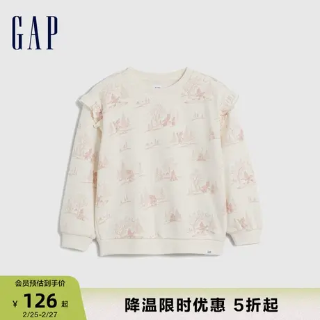 Gap女幼冬季洋气印花荷叶边抓绒保暖卫衣时髦可爱运动上衣836574商品大图