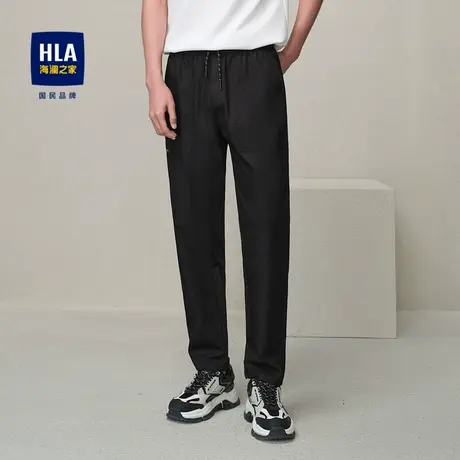 HLA/海澜之家抽绳系带休闲裤2024春夏新款微弹织唛运动九分裤子男图片