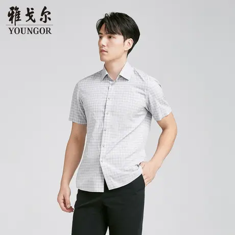 雅戈尔 商场同款男卡其格子休闲DP短袖衬衫YSXD130709YBA商品大图
