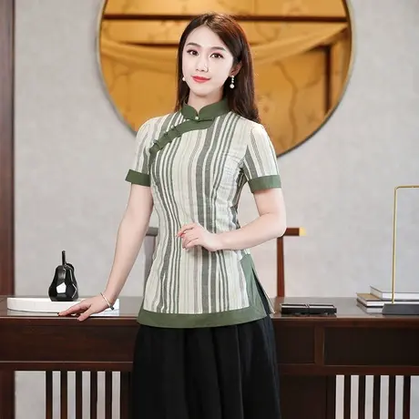 筠雅改良唐装女装中国风旗袍上衣复古优雅女士原创茶服中式女装图片