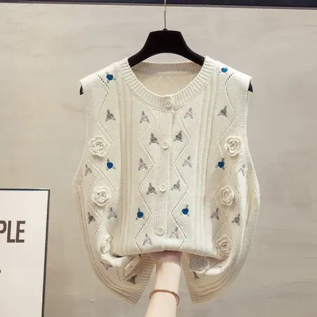 圆领针织开衫马甲背心女2023秋装新款宽松外穿马夹外搭毛衣坎肩潮商品大图