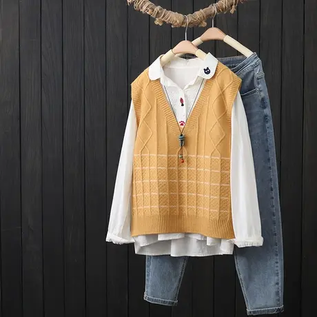 秋季2023新款女士针织马甲无袖毛衣背心外穿坎肩马夹外搭上衣春秋商品大图