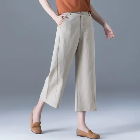 冰丝棉麻阔腿裤女夏薄款裤子2023新款亚麻女裤八分裤直筒裤七分裤图片