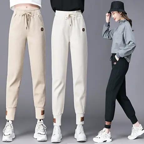 网红卫裤女ins超火2023新款春秋哈伦裤小个子束脚裤运动休闲裤潮图片