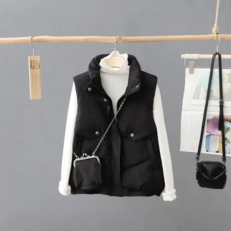 配送小挎包的棉马甲女士外穿棉衣外套立领羽绒棉坎肩秋冬加厚保暖图片
