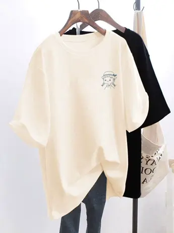 仿棉短袖t恤女装2023新款夏季复古港味chic显瘦洋气减龄遮肉上衣商品大图