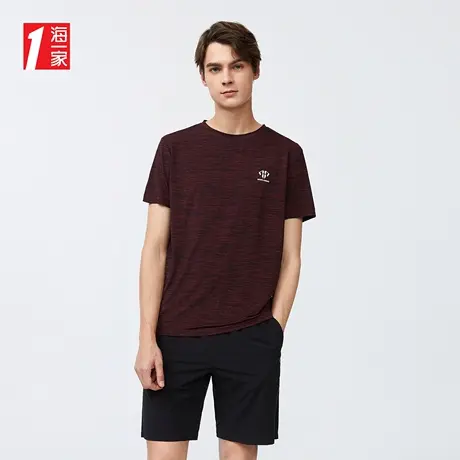 海一家舒适透气短T新款活力运动休闲简约印花短袖T恤男图片