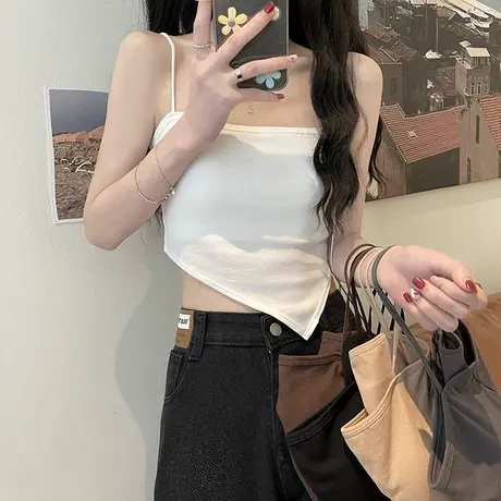 辣妹外穿小背心夏季韩版2024新款修身显瘦设计感打底吊带上衣女装商品大图