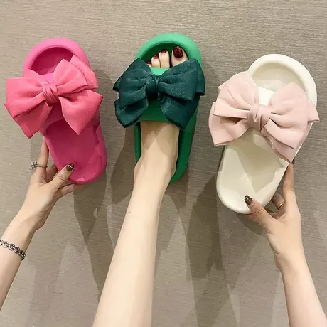 蝴蝶结拖鞋女夏季ins潮时尚外穿踩屎感厚底防滑仙女风沙滩凉拖鞋商品大图