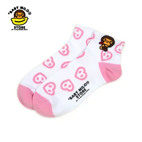BABY MILO STORE配饰春夏卡通爱心小猴图案字母多色短筒袜4242XXL图片