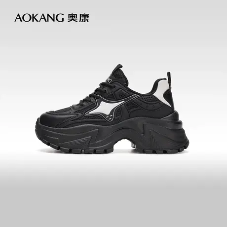 【门店发货】奥康女鞋 2024春季新款厚底重工拼色老爹鞋休闲鞋女图片
