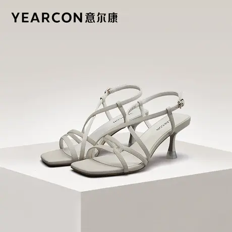 意尔康女鞋官方旗舰店凉鞋女夏季气质时尚方头绑带细跟断码图片