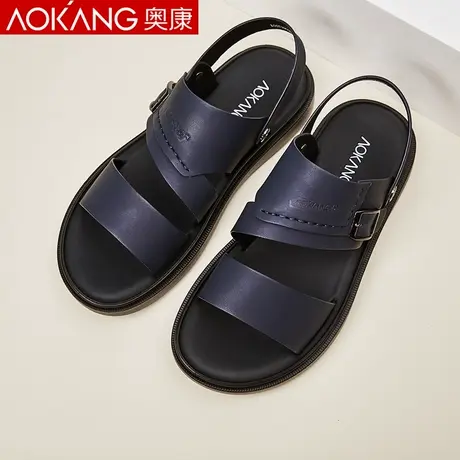奥康凉鞋男夏季新款男士真皮凉鞋男休闲鞋沙滩鞋拖鞋软底韩版商品大图