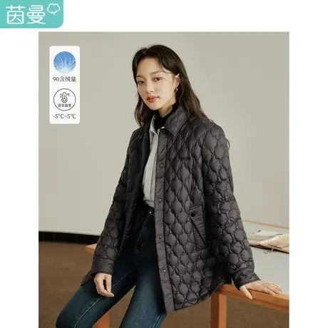 云朵衬衫领长棉衣2023冬女装新款轻薄哑光长袖宽松遮肉外套图片