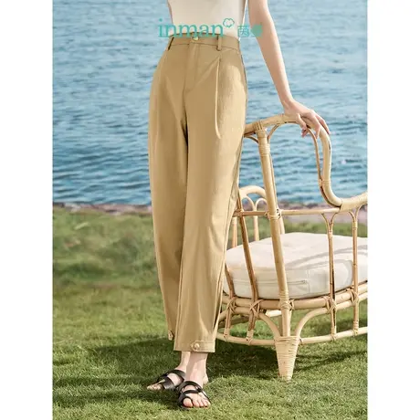 【商场同款】茵曼时尚通勤萝卜裤2023夏季女装新款高腰显瘦八分裤商品大图