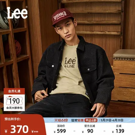 Lee舒适翻领仿羊毛深灰色男长袖夹克外套LMT009099206图片