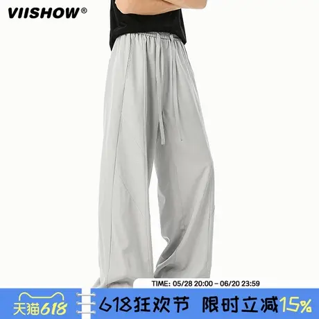 VIISHOW街头复古纯色垂感弯刀运动裤男潮牌宽松灰色百搭休闲卫裤商品大图