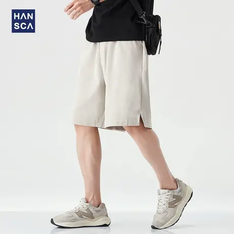 hansca速干抑菌双面布卫裤短裤男2025夏季凉感纯色休闲运动五分裤图片