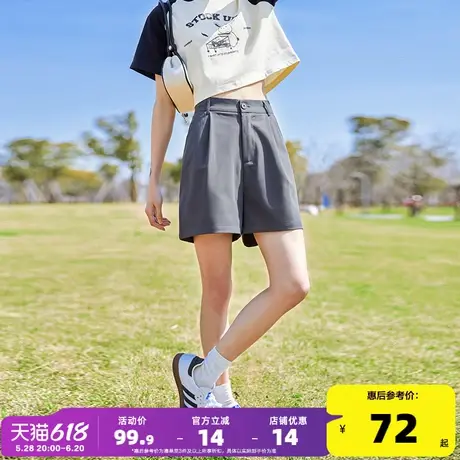 唐狮2025夏季新款西装短裤女a字宽松休闲裤高腰阔腿显瘦裤子商品大图