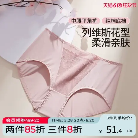 芬怡春夏新款中腰女士内裤蕾丝性感纯棉底裆舒适透气亲肤商品大图