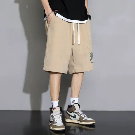 唐狮直筒灰色运动裤男宽松五分裤卫裤夏季休闲短裤男潮流薄款商品大图