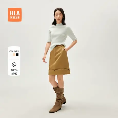 HLA/海澜之家纯羊毛针织衫25春季新经典半高领优雅气质毛衣女装商品大图