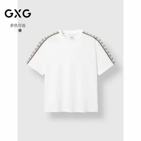 GXG男装 圆领T恤侧边织带上衣短袖针织 2025夏季新品商品大图