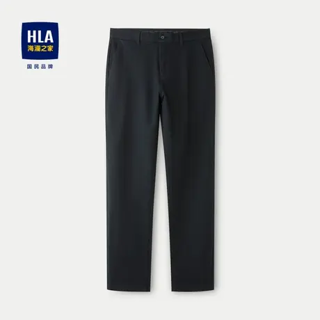 HLA/海澜之家梭织毛呢休闲裤2023秋季新款直筒商务纯色水洗裤子男商品大图