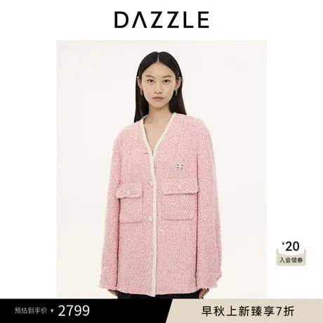 DAZZLE地素 毛呢外套2024冬季新款粗花呢大衣商品大图