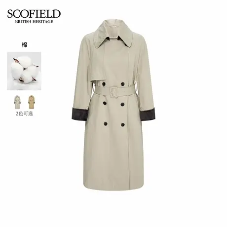 【棉100%】Scofield女装复古双排扣风衣灯芯绒袖口2025秋季新品商品大图