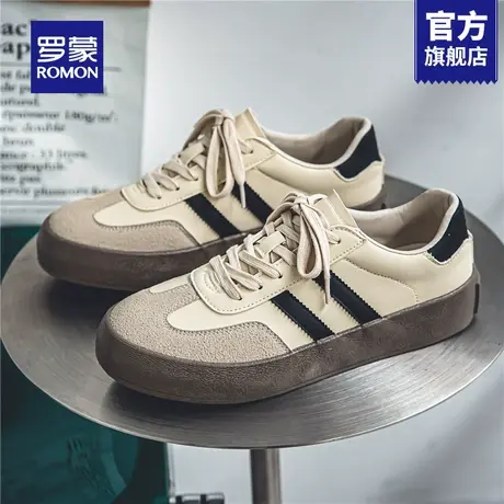 罗蒙鞋子男鞋2025新款秋季休闲百搭平底板鞋男士厚底复古德训鞋RM商品大图