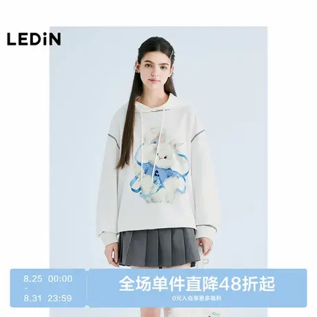 【商场同款】乐町丝带兔子大图卫衣春新款宽松连帽卫衣C2CRF1525商品大图