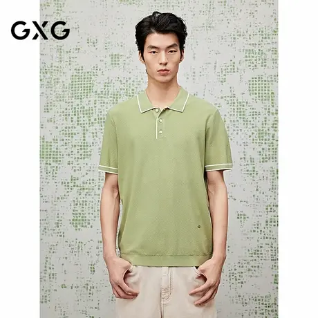[商场同款]GXG男装 橄榄绿伊力特纱线polo衫 25夏新品G25X242038图片