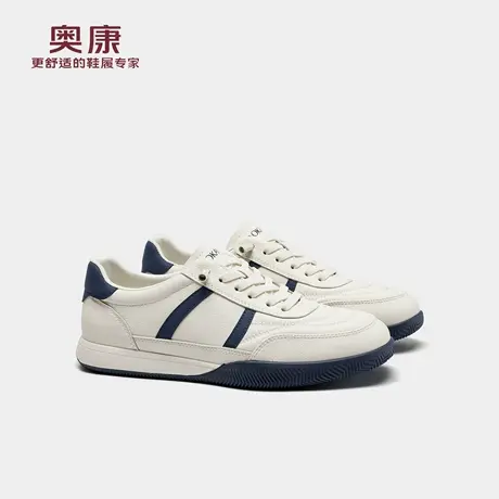 奥康 男鞋2026春季新款休闲鞋德训鞋百搭休闲运动鞋系带白色拼色商品大图