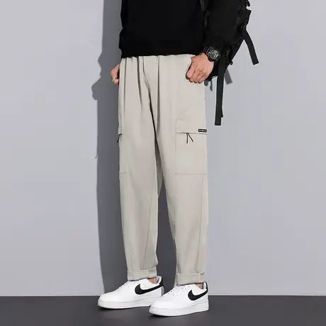 唐狮春夏季新款男休闲直筒裤宽松工装裤简约长裤潮流薄款裤子男TD图片