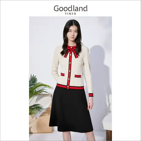 【小香风】音儿美地女装2022冬季新款撞色麻花套头设计感毛衣商品大图