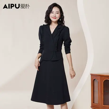 爱朴【直播专享】大码女装2023秋冬新款女气质显瘦胖mm高端连衣裙商品大图