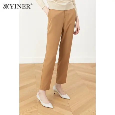 YINER音儿商场同款女装2021秋季新款简约通勤直筒休闲裤商品大图