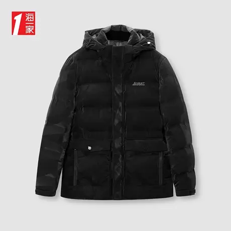海一家时尚印花保暖冬季外套可脱卸帽大口袋休闲青年男士羽绒服图片