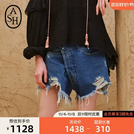 ASH女装新款LIVERPOOL时尚简约休闲裤潮流百搭宽松牛仔短裤女图片