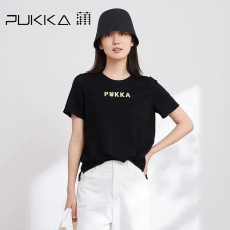 蒲PUKKA短袖t恤女2023夏季新款休闲绣花显瘦短款上衣女商场同款商品大图