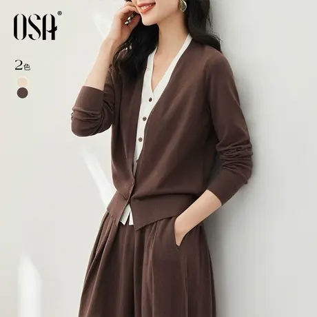 OSA欧莎假两件套头针织衫内搭毛衣女士秋冬季2023年新款外穿上衣商品大图
