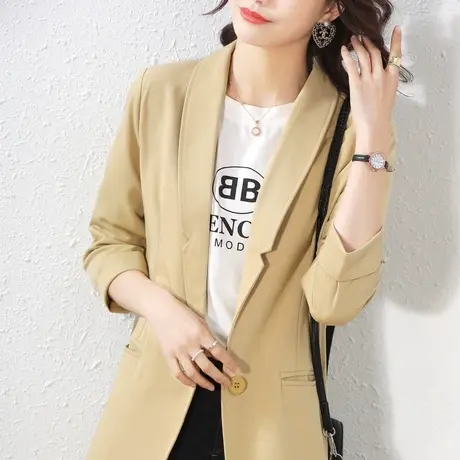气质西装外套女装春秋季2021年新款韩版时尚气质成熟优雅外衣中款商品大图