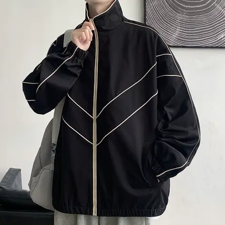 男士外套春秋款韩版潮流青少年棒球服立领夹克男ins潮牌宽松褂子商品大图