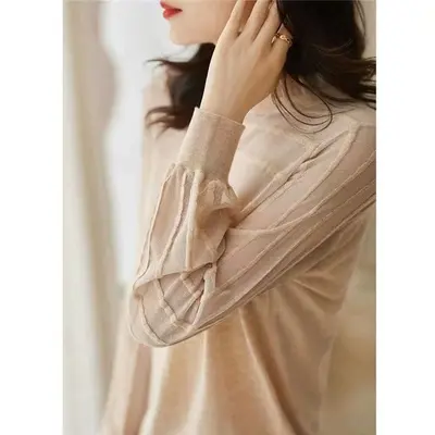 半高领打底衫女内搭春秋款2023新款修身显瘦毛衣秋冬长袖针织上衣图片