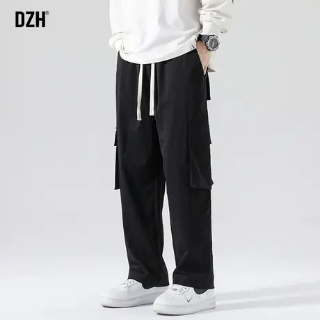 男士黑色机能工装裤男直筒宽松裤子2023年新款休闲裤阔腿秋冬新款商品大图