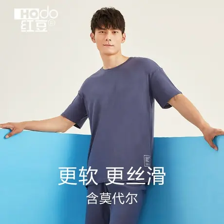 红豆莫代尔睡衣男款夏季家居服套装纯棉宽松薄款男士睡衣商品大图