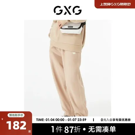 GXG男装 商场同款卡其色收口针织长裤 22年秋季新品复古纹样系列商品大图