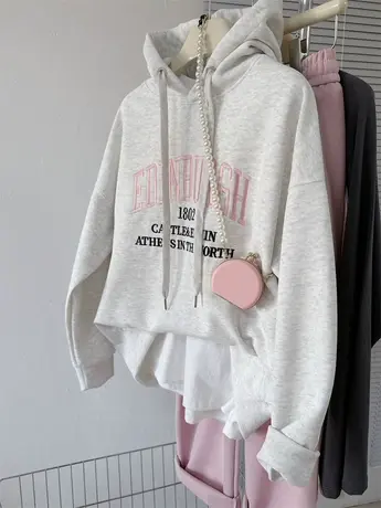 2024春季新款重工字母刺绣帽衫外套女休闲洋气连帽美式薄款卫衣潮商品大图