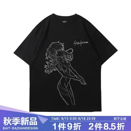 动漫卡通风格夏EVA明日香联名潮牌时尚印花男女宽松短袖T恤商品大图